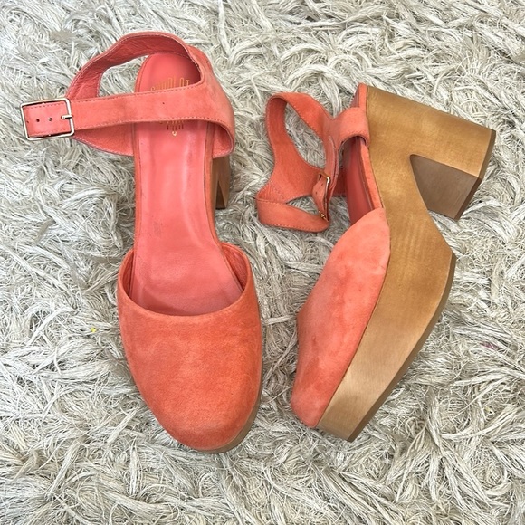 NIB Charlotte Stone Sal Suede Platform Clogs Sandals in Cerise Pink size 12 RARE - Picture 4 of 11